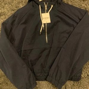 Forever21 Navy Half Zip Cropped Hoodie